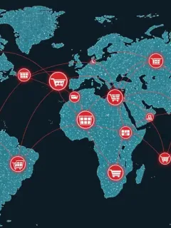Global supply chain network with disruption warnings over US retail for Q4 2026