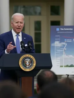 President Biden announcing new climate initiatives at the White House