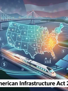 Modern infrastructure network glowing with digital connections, representing the American Infrastructure Act 2.0 investment