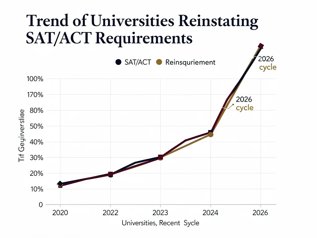 Graph showing the increase in universities reinstating standardized tests.