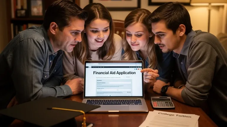 Family of four evaluating financial aid forms for 2026 Student Aid Index changes