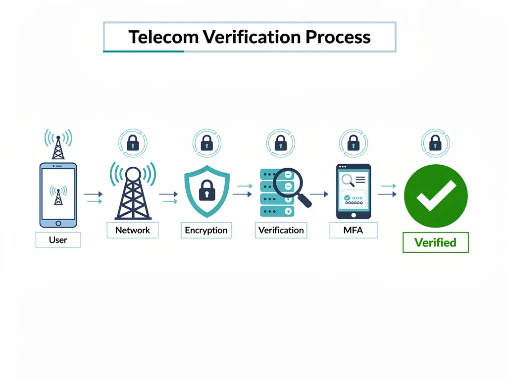 Diagram of telecom verification process and security