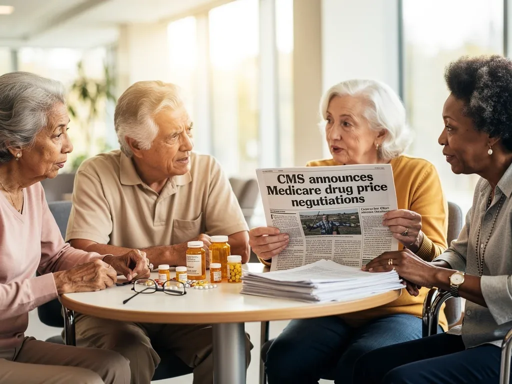 Seniors discussing Medicare drug price negotiation news