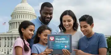 American family reviewing ACA health insurance subsidies on a tablet