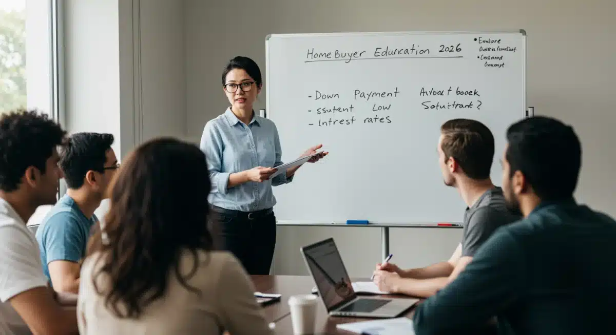 First-time homebuyers attending a seminar on federal grants and financial aid.