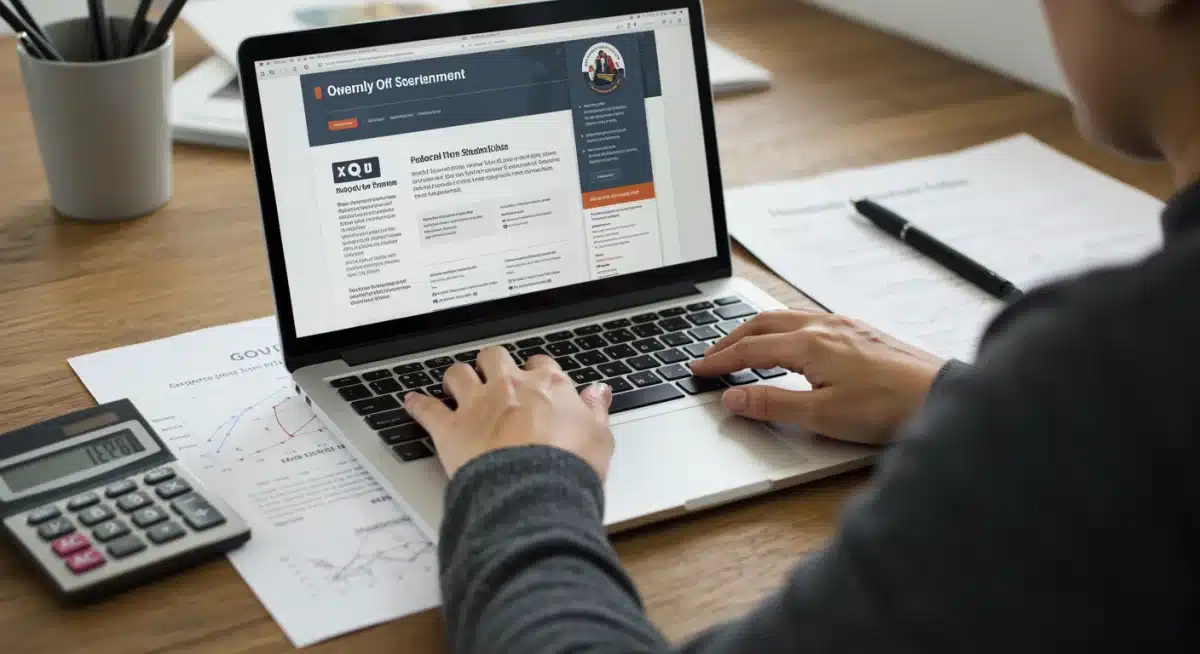 Individual researching federal student loan forgiveness programs online