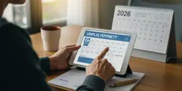 Person researching unemployment benefits on a tablet for 2026.