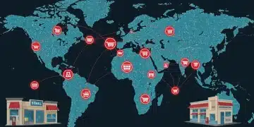 Global supply chain network with disruption warnings over US retail for Q4 2026