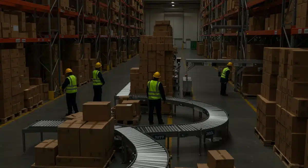 Empty shelves in a warehouse symbolizing retail inventory shortages