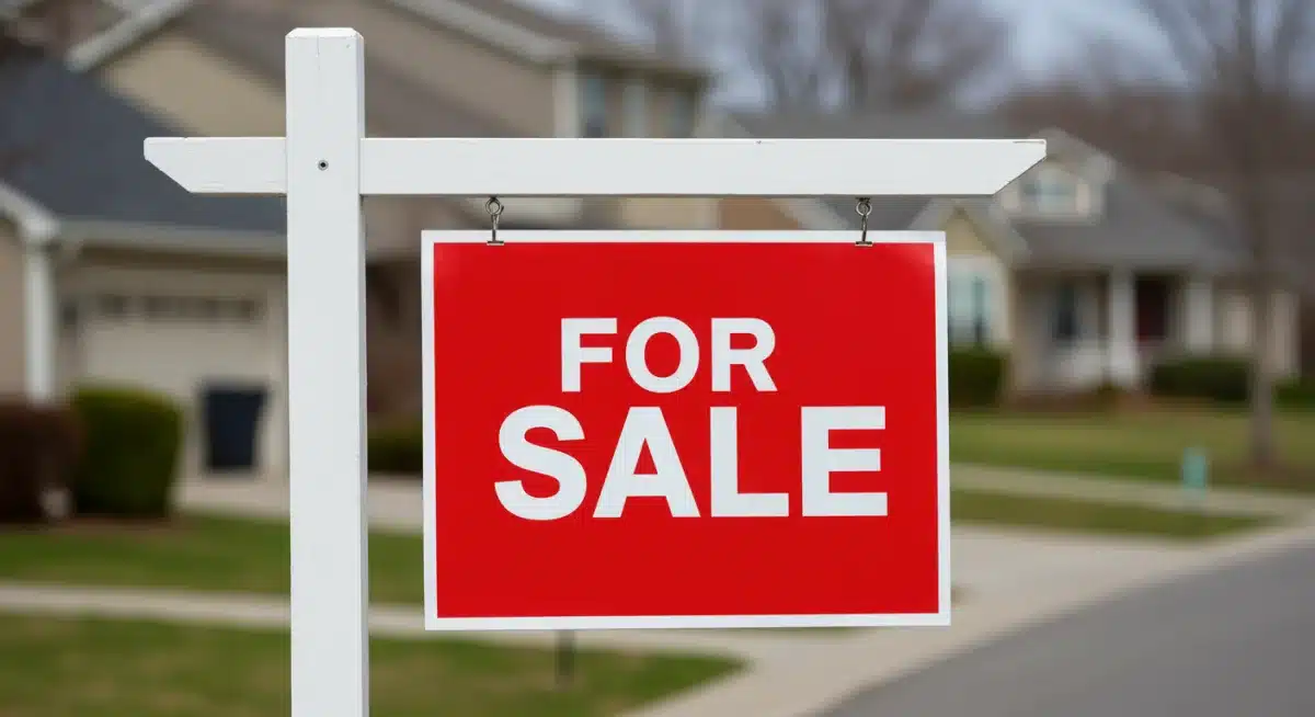 For Sale sign in front of a suburban house, reflecting current real estate market conditions.