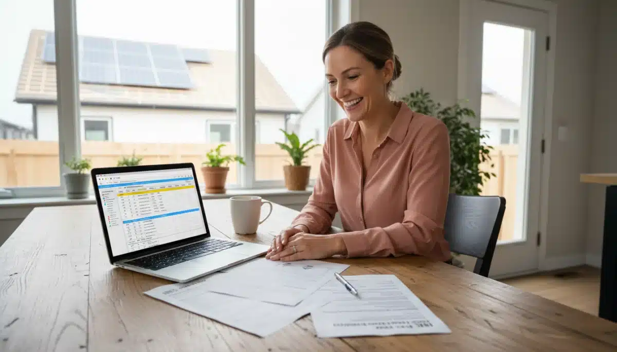 Homeowner calculating savings from federal energy credit updates.
