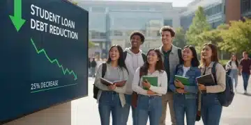 Students reviewing 25% student loan debt reduction information