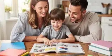 Parents and child reviewing public school resources guide