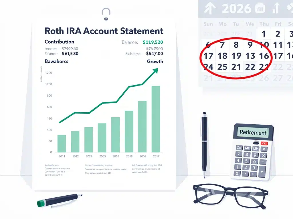 Roth IRA statement showing growth and 2026 contributions