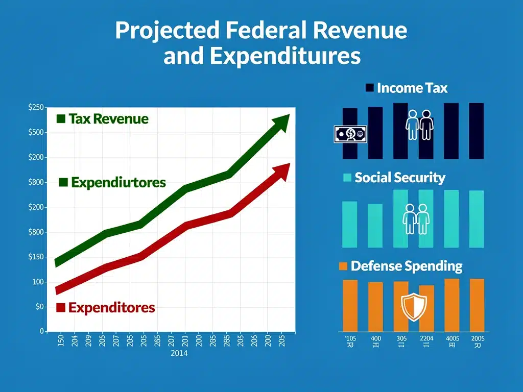Projected federal tax revenue and expenditure changes chart
