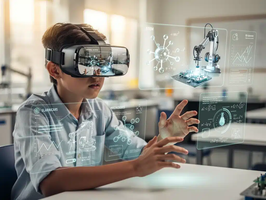 Student using VR for immersive STEM learning